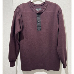POLLEN & COMPANY Made In Canada 100% Superwash Wool Sweater Sz L Mens Dk Maroon